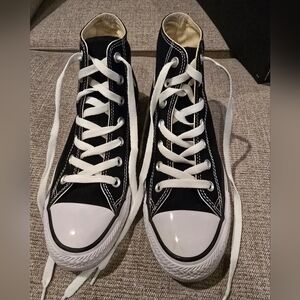 Women's high-top black Converse sneakers size 8